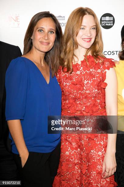 Actresses Julie de Bona and Odile Vuillemin attend the 'Trophees du Film Francais' 25t ceremony at Palais Brongniart on February 6, 2018 in Paris,...