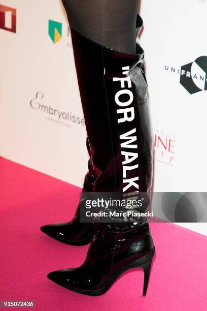 Actress Anne Depetrini, shoe detail, attends the 'Trophees du Film Francais' 25t ceremony at Palais Brongniart on February 6, 2018 in Paris, France.