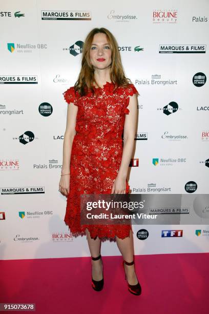Actress Odile Vuillemin attends "25th Trophees du Film Francais" at Palais Brongniart on February 6, 2018 in Paris, France.