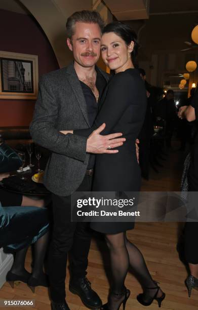 Cast member Rory Keenan and Gemma Arterton attend the press night after party of "Long Day's Journey Into Night" at Browns on February 6, 2018 in...