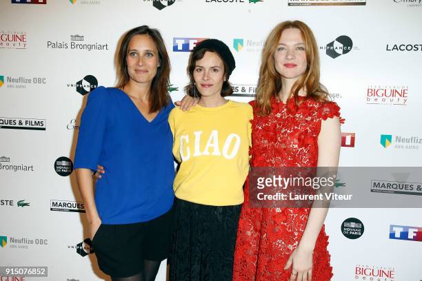 Actress Julie de Bona, Director Lonor Serraille and Actress Odile Vuillemin attends "25th Trophees du Film Francais" at Palais Brongniart on February...