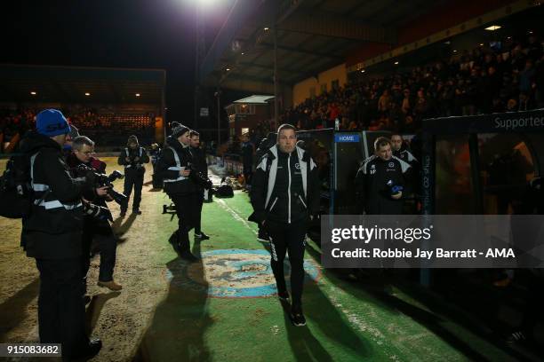 Neil Harris head coach / manager of Millwall during The Emirates FA Cup Fourth Round Replay at Spotland Stadium on February 6, 2018 in Rochdale,...