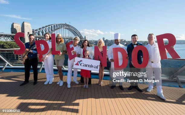 Christine Duffy, president of Carnival Cruise Line holds Matilda Jenkins, goddaughter of Carnival Splendor and other crew on board the Carnival...