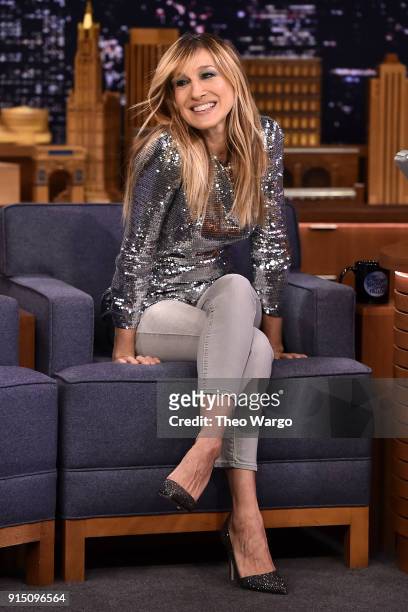 Sarah Jessica Parker Visits "The Tonight Show Starring Jimmy Fallon" at Rockefeller Center on February 6, 2018 in New York City.
