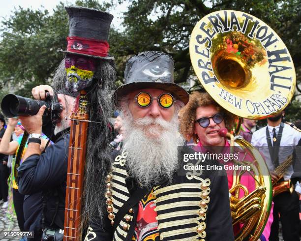 Member of the Northside Skull and Bones Gang participates in the Inaugural Krewe du Kanaval on February 6, 2018 in New Orleans, Louisiana.