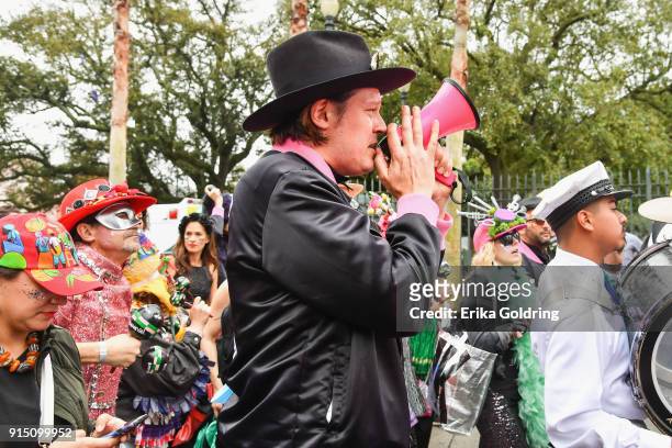 Win Butler of Arcade Fire parades through Armstrong Park during the Inaugural Krewe du Kanaval on February 6, 2018 in New Orleans, Louisiana.