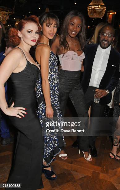 Emmerald Barwise, Fenn O'Meally, AJ Odudu and Melvin Odoom attend the InStyle EE Rising Star Party at Granary Square on February 6, 2018 in London,...