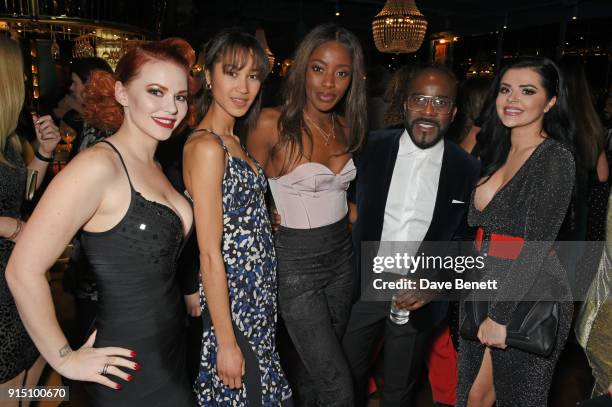 Emmerald Barwise, Fenn O'Meally, AJ Odudu, Melvin Odoom and guest attend the InStyle EE Rising Star Party at Granary Square on February 6, 2018 in...
