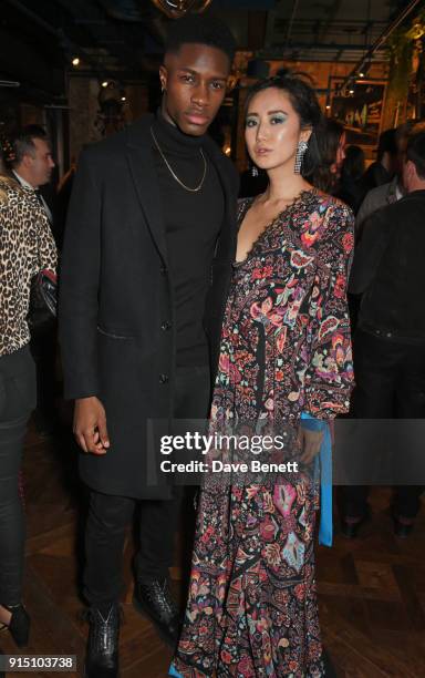 James Kakonge and Betty Bachz attend the InStyle EE Rising Star Party at Granary Square on February 6, 2018 in London, England.