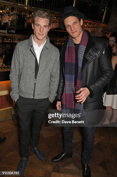 Roger Frampton and Danny Beauchamp attend the InStyle EE Rising Star Party at Granary Square on February 6, 2018 in London, England.