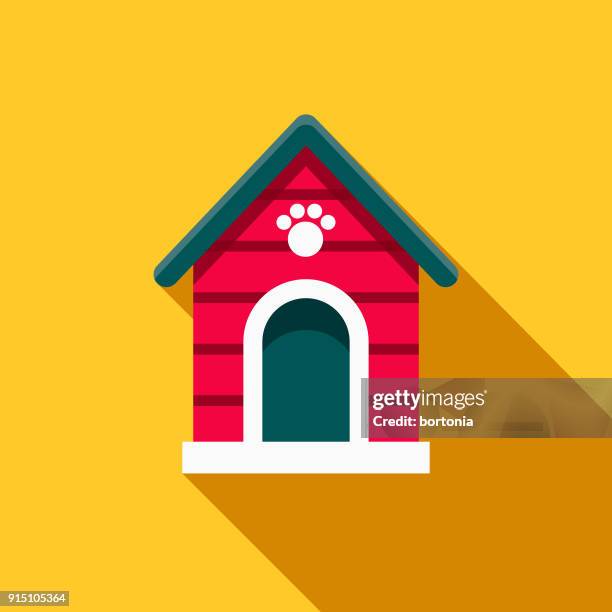 dog house flat design pet care icon - dog kennel stock illustrations