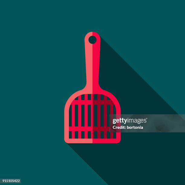 litter box scoop flat design pet care icon - cat litter stock illustrations