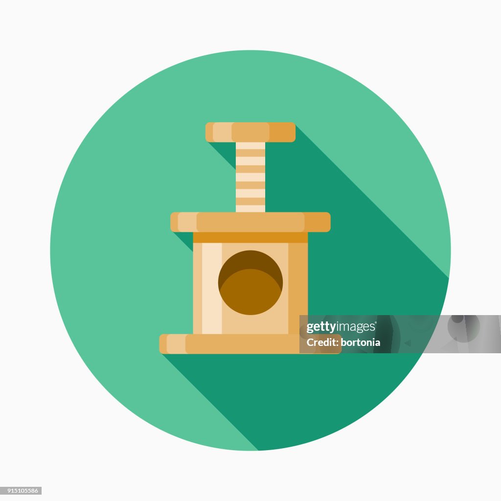 Cat Scratching Tree Flat Design Pet Care Icon
