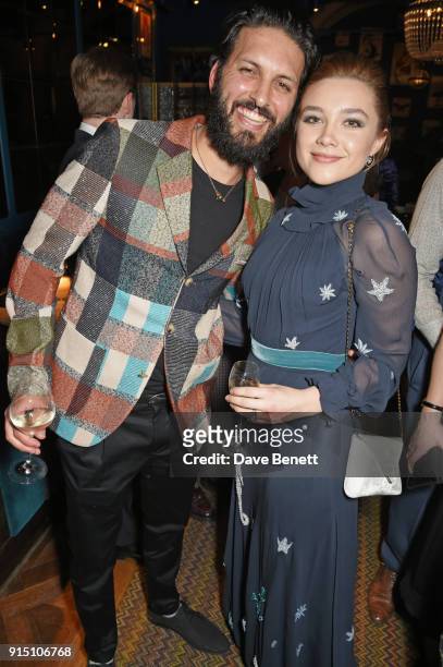 Shazad Latif and EE Rising Star Award nominee Florence Pugh attend the InStyle EE Rising Star Party at Granary Square on February 6, 2018 in London,...