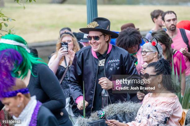 Win Butler of Arcade Fire attends a second line parade during the inaugural Krewe Du Kanaval on February 6, 2018 in New Orleans, Louisiana.