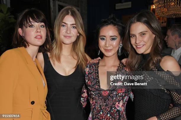 Martine Lervik, Eve Delf, Betty Bachz and Charlotte Wiggins attend the InStyle EE Rising Star Party at Granary Square on February 6, 2018 in London,...