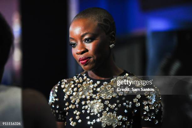 Actor Danai Gurira attends the Toronto Premiere of 'Black Panther' at Scotiabank Theatre on February 6, 2018 in Toronto, Canada.