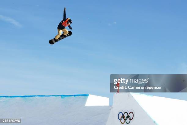 Snowboarder Seppe Smits of Belgium during the Snowboard practice session during previews ahead of the PyeongChang 2018 Winter Olympic Games at...