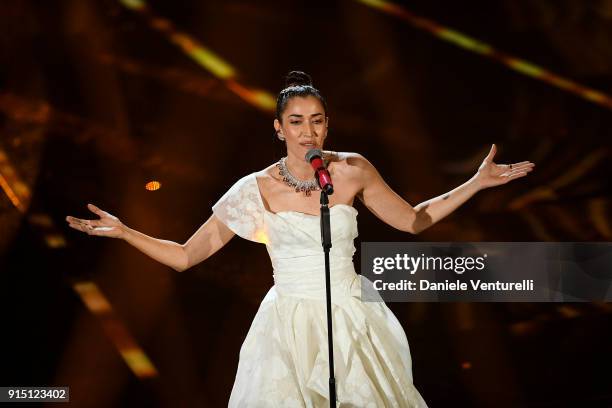 Nina Zilli attends the first night of the 68. Sanremo Music Festival on February 6, 2018 in Sanremo, Italy.