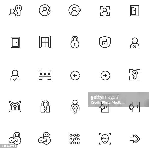 ilustraciones, imágenes clip art, dibujos animados e iconos de stock de iconos de inicio de sesión - unlocking