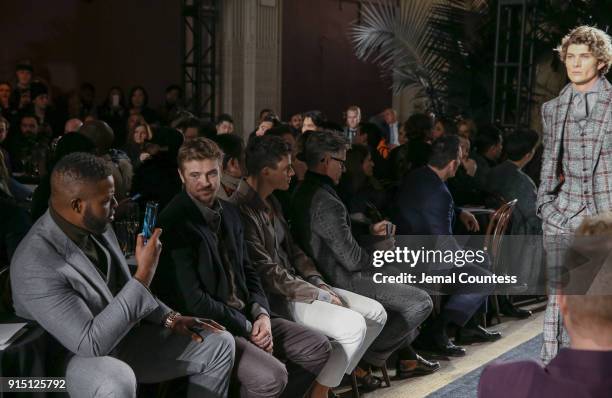 Actor Winston Duke and Boyd Holbrook attend the Joseph Abboud Men's Fashion Show during New York Fashion Week Mens' at Hotel Wolcott Ballroom on...