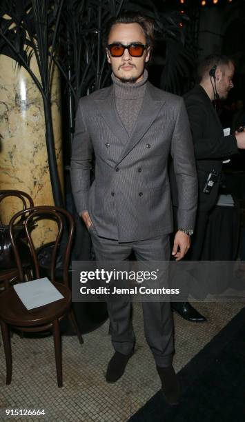 Brandon Lee attends the Joseph Abboud Men's Fashion Show during New York Fashion Week Mens' at Hotel Wolcott Ballroom on February 6, 2018 in New York...