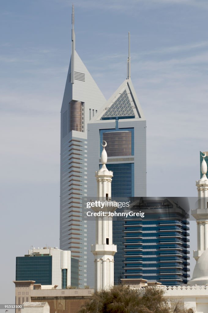 Dubai Emirates Towers with minaret