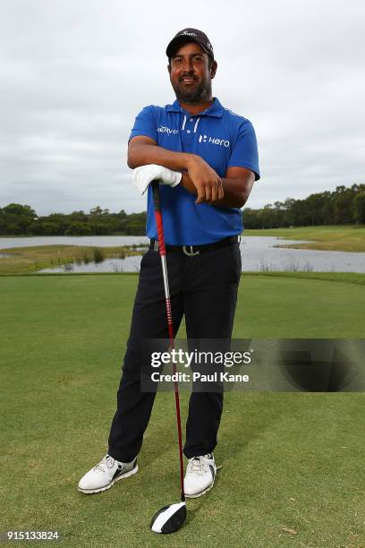 Shiv Kapur of India poses for a portrait during the pro-am ahead of the World Super 6 at Lake Karrinyup Country Club on February 7, 2018 in Perth,...
