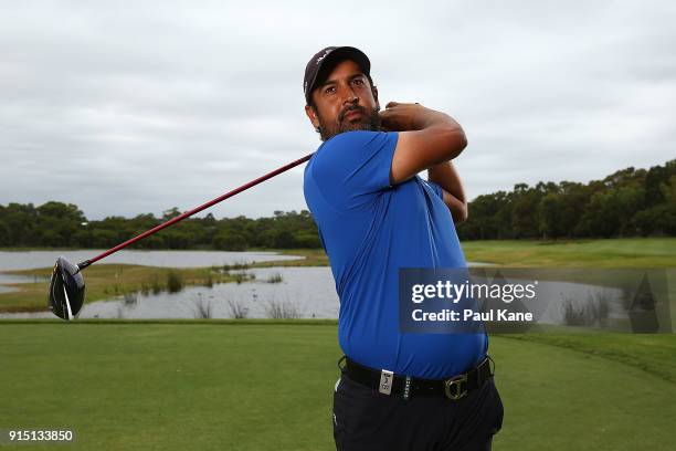 Shiv Kapur of India poses for a portrait during the pro-am ahead of the World Super 6 at Lake Karrinyup Country Club on February 7, 2018 in Perth,...