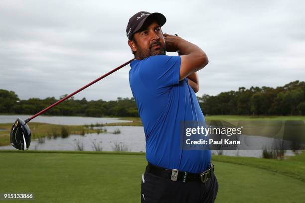 Shiv Kapur of India poses for a portrait during the pro-am ahead of the World Super 6 at Lake Karrinyup Country Club on February 7, 2018 in Perth,...