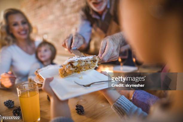 a piece of apple pie for you! - man eating pie stock pictures, royalty-free photos & images