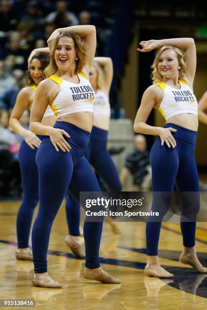 The Toledo dance team performs during a timeout during the second half of a regular season Mid-American Conference game between the Northern Illinois...