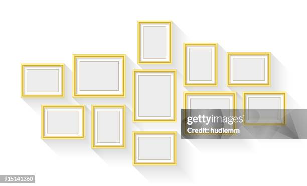 stockillustraties, clipart, cartoons en iconen met vector gouden afbeeldingsframe instellen geïsoleerd op witte achtergrond - art museum