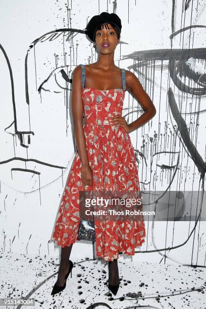 Leila Nda attends the Dior Spring-Summer 2018 Collection launch event at Milk Garage on February 6, 2018 in New York City.