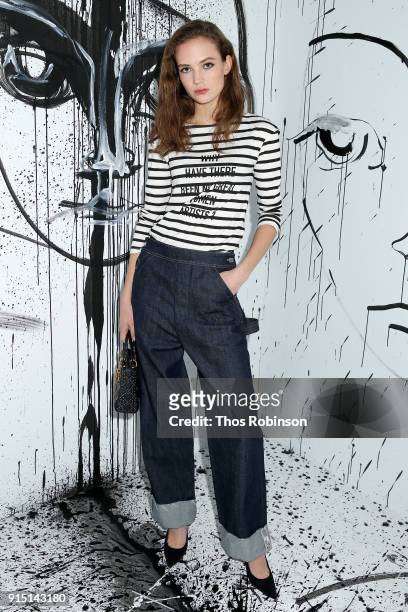Adrienne Juliger attends the Dior Spring-Summer 2018 Collection launch event at Milk Garage on February 6, 2018 in New York City.