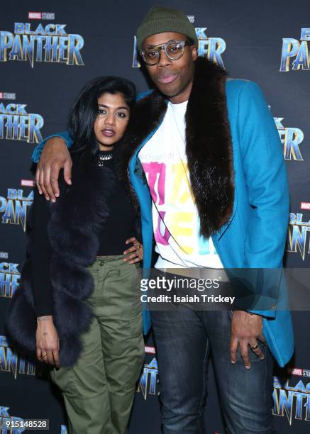 Pree and Kardinal Offishall attend the Toronto Premiere of 'Black Panther' at Scotiabank Theatre on February 6, 2018 in Toronto, Canada.
