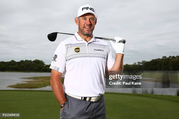 Lee Westwood of England poses during the pro-am ahead of the World Super 6 at Lake Karrinyup Country Club on February 7, 2018 in Perth, Australia.