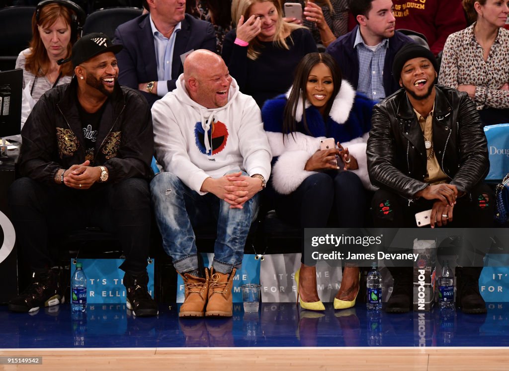 Celebrities Attend The New York Knicks Vs Milwaukee Bucks Game