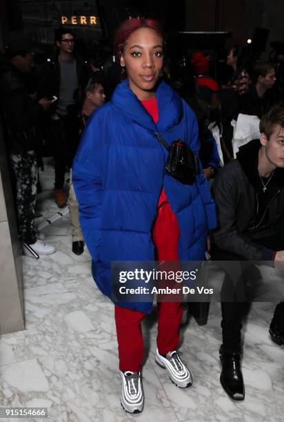 Adrianne McDonald attends Perry Ellis - Front Row - February 2018 - New York Fashion Week Mens' on February 6, 2018 in New York City.