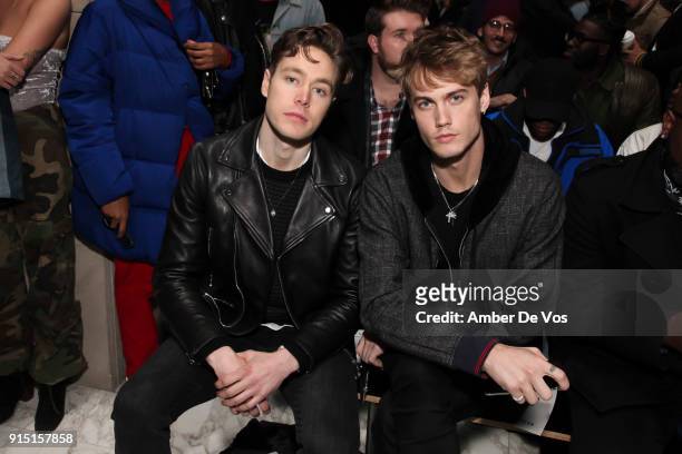 Drew Jessup and Neels Visser attend Perry Ellis - Front Row - February 2018 - New York Fashion Week Mens' on February 6, 2018 in New York City.