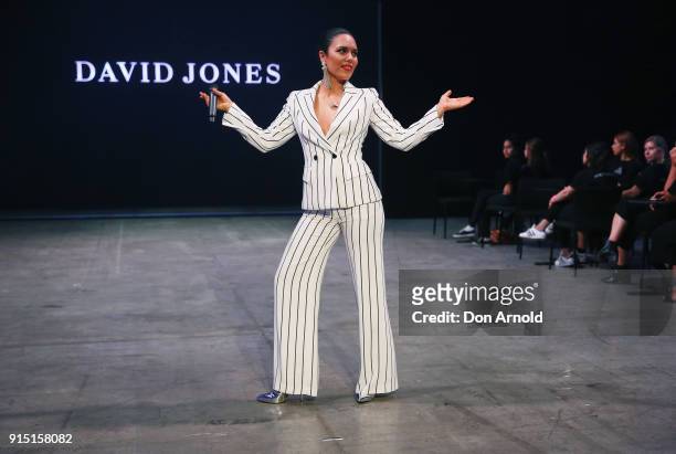 George Maple performs during the media rehearsal ahead of the David Jones Autumn Winter 2018 Collections Launch at Australian Technology Park on...