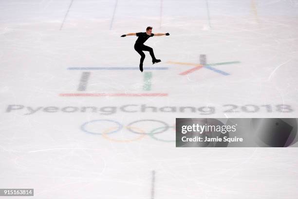 Michal Brezina of the Czech Republic trains during Figure Skating practice ahead of the PyeongChang 2018 Winter Olympic Games at Gangneung Ice Arena...