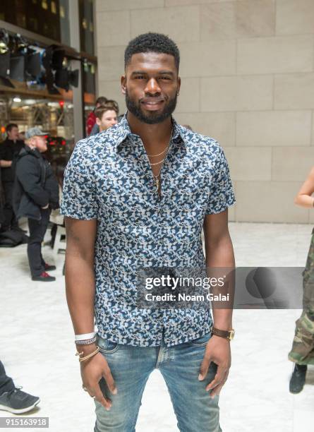 Broderick Hunter attends the Perry Ellis fashion show during New York Fashion Week Mens' at The Hippodrome Building on February 6, 2018 in New York...