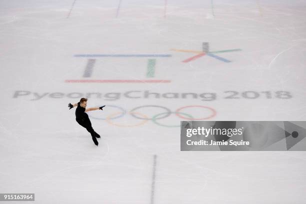 Michal Brezina of the Czech Republic trains during Figure Skating practice ahead of the PyeongChang 2018 Winter Olympic Games at Gangneung Ice Arena...