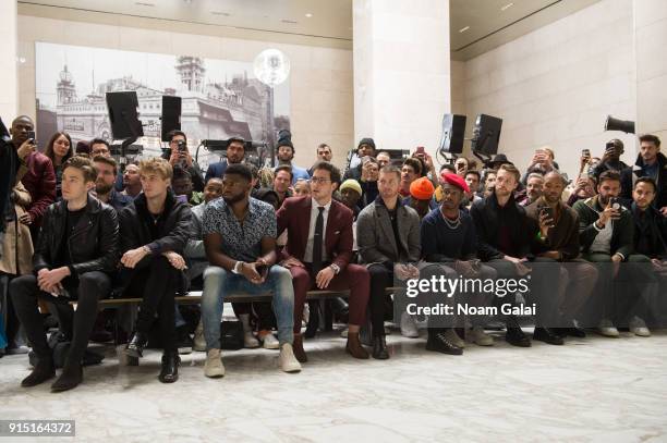 Broderick Hunter, Mike Varshavski, Marc E. Bassy, Elijah Boothe, Christian Thompson, Christian Bendek and Moti Ankari attend the Perry Ellis fashion...