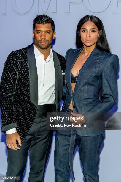 Russell Wilson and Ciara attend the Tom Ford Fall/ Winter 2018 Men's Runway Show at Park Avenue Armory on February 6, 2018 in New York City.