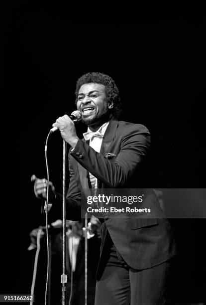 Dennis Edwards perfoming with The Temptations at Radio City Music Hall in New York City on July 15, 1982.