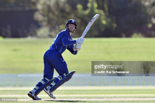 Lockie Ferguson of the Auckland Aces makes a run during the One Day Ford Trophy Cup match between Canterbury and Auckland on February 7, 2018 in...