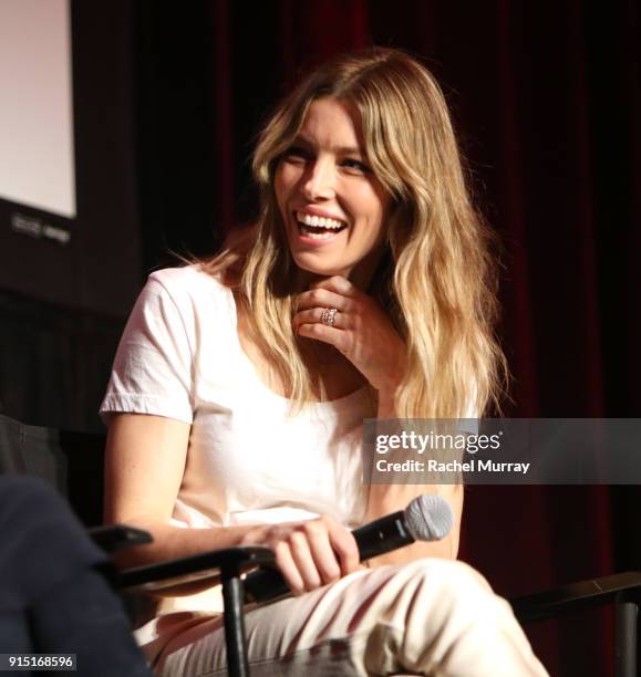 Jessica Biel speaks during The 2018 MAKERS Conference at The Hollywood Roosevelt Hotelon February 6, 2018 in Los Angeles, California.