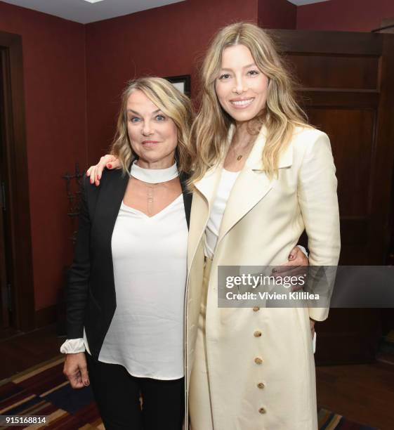 Esther Perel and Jessica Biel attend The 2018 MAKERS Conference at The Hollywood Roosevelt Hotel on February 6, 2018 in Los Angeles, California.